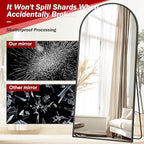 Suidia Arched Full Length Mirror, 76"x34" Floor Mirror Freestanding, Floor Standing Full Body Mirror with Stand for Bedroom, Hanging Leaning Mounted for Living Room Cloakroom, Black