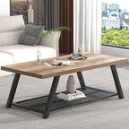 FOLUBAN Coffee Table, Modern Rustic Wood and Metal Center Table with Storage, Industrial Cocktail Tea Table for Living Room, Oak, 47 Inch