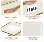 Hat Organizer for Baseball Caps - 2PCS Stackable Storage with Clear Window Lid, Flip-Top Access, Space-Saving Hat Box for Closet, Breathable Fabric (beige with brown)