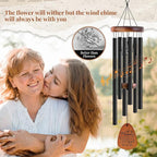 JOBOSI Mother's Bouquet Memorial Wind Chime with Black Tube Decorative Gifts, Suitable for Indoor and Outdoor Decorative Gifts, Perfect for Mothers, Ladies, and Grandma