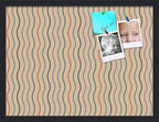 PinPix 24x18 Inch Cork Bulletin Board. This Decorative Framed Pin Board Comes with Multi Color Waves Design and a Satin Black Frame. Ideal for Home Office Decor or Message Board (PinPix-565)