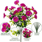 Lnoicy Artificial Flowers for Outdoor 12 Bundles Eucalyptus Fake Flowers for Planter,UV Resistant Fake Morning Glory for Home/Porch/Garden Decoration (6 Color)