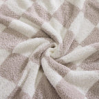 Checkered Throw Blanket, Taupe Soft Cozy Fluffy Warm Throw Blankets for Couch, Sofa, Chair, Bed, Camping, Picnic, Office,Travel Lightweight Bed Blanket - 50"*70"