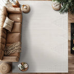Modern Micro Loop Indoor Area Rugs for Living Room Bedroom Kitchen Geometric Triangle White 9x12 Luxury Durable Low and High Pile Non-Shedding Stain Resistant Soft Area Carpet 9 x 12