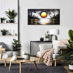 Abstract Black And Gold Wall Art Print Canvas Art Wall Decor Painting Abstract Art Prints Minimalist Artwork Pictures For Bedroom Kitchen Office Bathroom Home Wall Decor 20" × 40"