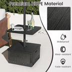 Tangkula 3-in-1 Patio Umbrella Base, 175 LBS Moveable Umbrella Stand w/Table Tray & Weighted Bag, Side Handles, HDPE Frame, 2 Pole Adapters, Garden Coffee Table Planter Box (Black)