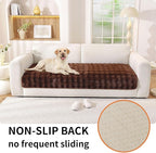 Waterproof Dog Bed Cover Non Slip Couch Covers for Dogs Washable Soft Faux Fur Sofa Cover Couch Covers for 3 Cushion Couch Sofa Pet Friendly (Brown)