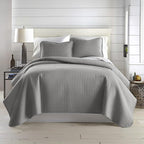 Southshore Fine Living, Inc. Comforter Quilt, King Size Bedding Set, Cal King Quilt Coverlet Set with 2 Shams, Soft Brushed Lightweight Bedspread, Pet Hair Resistant, Steel Grey