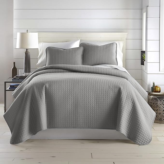 Southshore Fine Living, Inc. Twin XL Comforter Quilt Bedding Set, Dorm Room Bedding Essentials, Stain Resistant, Machine Washable Bedspread Twin XL Grey Quilt Bed Spread with Pillow Sham, Steel Grey