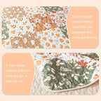 Whale Flotilla Patchwork Quilt King Size, Extra Soft Boho Floral Bedspreads for Bed Reversible Lightweight King Quilt Bedding Set Printed Coverlets with 2 Pillow Shams for All Seasons, Orange