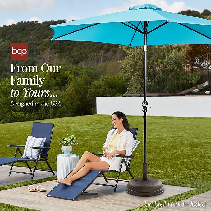 Best Choice Products Fillable Umbrella Base Stand Round Dome Plastic Patio Umbrella Base Stand, Pole Holder for Outdoor, Lawn w/ 55lbs Weight Capacity, Adjustment Knob - Brown