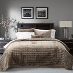 RECYCO Luxury Velvet Quilt Set, Lightweight Velvet Comforter Set, Oversized Bedspread Coverlet Quilted Bedding Set, with 2 Matching Pillow Shams, for All Season, Twin/Twin XL Size, Mocha Brown