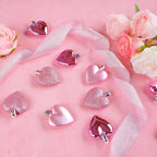 XmasExp Valentines Day Decor Heart Ornaments for Christmas Tree Decorations Set of 24 Pink Heart Shaped Bauble Perfect for Valentine's Day Wedding Anniversaries and Party Supplies（Pink）