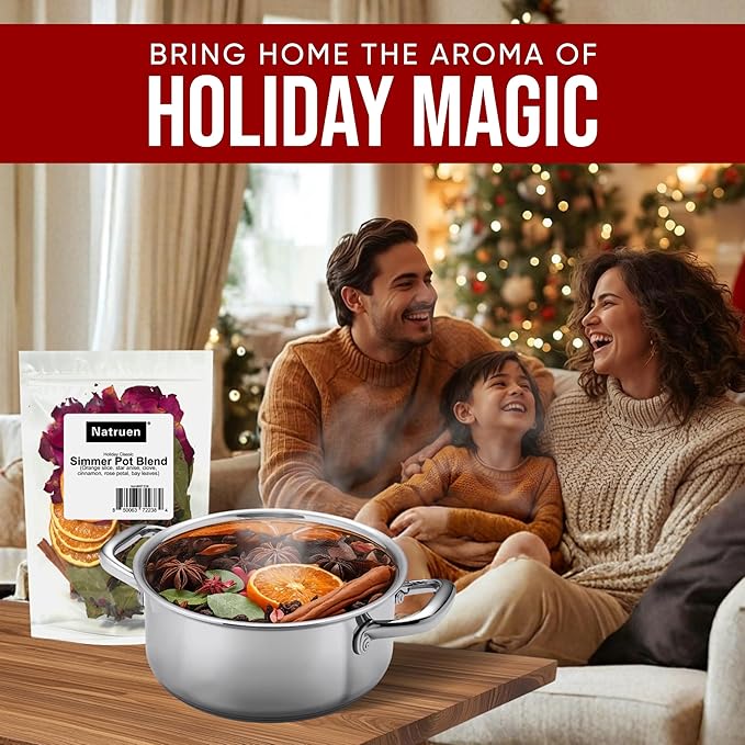 Holiday Simmer Pot Blend Kit – Rose Petals, Orange Slices, Star Anise, Clove, Cinnamon& Bay Leaves – Romantic Rose & Citrus for a Love-Filled Home, Stovetop Potpourri Mix