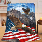 Eagle American Flag Throw Blanket for Boys, Men, Adults, Lovers, Girls, Kids, Women - Soft Warm Plush Fleece Flannel Decor for Couch, Sofa, Bed 60"x80"