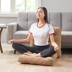 Meditation Floor Pillow Set of 2, Square Large Pillows Seating for Adults, Tufted Corduroy Cushion for Living Room Tatami, Coffee Brown 22x22 Inch