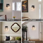1 Light Matte Black Bathroom Vanity Light Over Mirror, Modern Vanity Lighting with Crystal Glass Shade, Wall Mount Bathroom Light Fixtures, E26 Base
