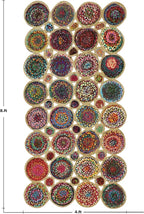 Scalloped Edge Rug, Hand Woven Natural Chindi Cotton and Jute Area Rug, 8x11 Ft Beige & Multicolor Braided Kilim Rugs for Living Room, Kitchen, Entryway, Farmhouse