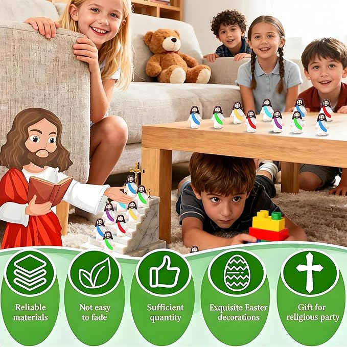 20pcs Mini Jesus Statue Ornament Mini Christ Savior Decoration Small Jesus Statue Sunday Religious Party Easter（Colorful）