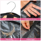 14 Pcs Garment Bags for Dance Costumes Clear PVC with Zippers 24 x 50 Inch Suits Bag with Pockets Dance Costume Organizer Carrier for Storage Cover for Adult(Translucent Black,Classic)