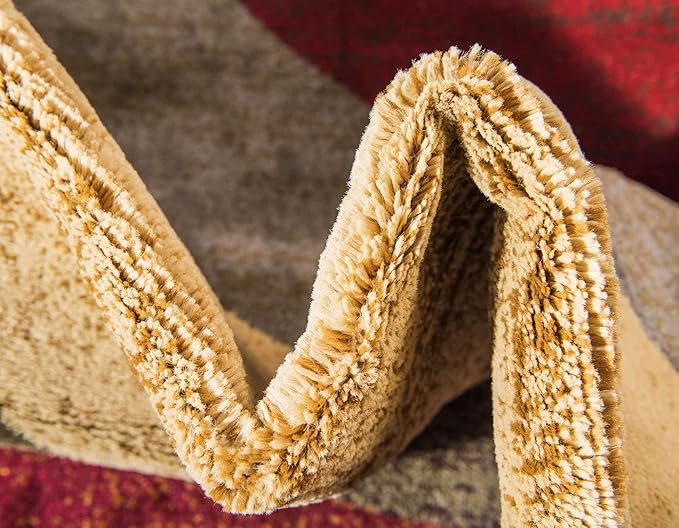 Unique Loom Barista Collection Area Rug - Ngada (7' 10" x 10' Rectangle, Beige/ Red)