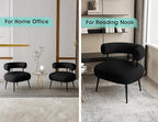Mid Century Sherpa Boucle Accent Chair, Round Upholstered Barrel Arm Chair for Small Spaces, Fluffy Side Corner Sofa Chair for Living Room, Bedroom, Vanity, Office, Reading Nook