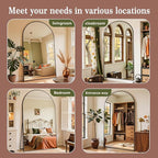 Full Length Mirror, 82"x44" Arched Full Body Mirror, Oversized Floor Mirrors, Leaning Free Standing Mirrors, Hanging Mounted Large Mirrors for Bedroom Dressing Room, Cloakroom, Black