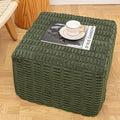 20x20x14 Inches Fluffy Square Pouf Ottoman - Plush Furry Ottoman Foot Rest Stool with High-Density Foam, Versatile Floor Seating for Living Room (Green)
