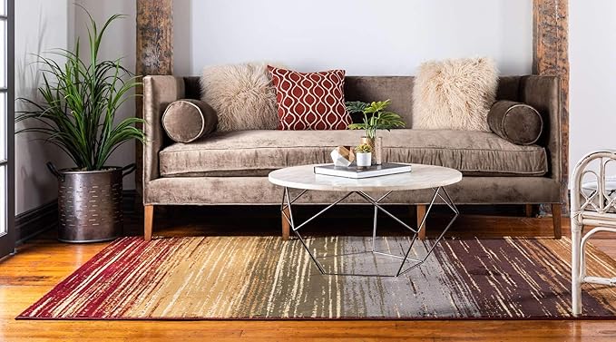 Unique Loom Barista Collection Area Rug - Mundo Nova (4' 1" x 6' 1" Rectangle, Beige/ Blue)