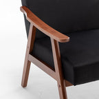 Accent Chair with Microfiber Upholstery and Solid Wood Frame, Classic Mid-Century Modern Living Room Furniture for Extra Seating, Black