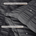 MUXHOMO 7 Pieces California King Comforter Set, Seersucker Bed in a Bag Cal King Size, All Season Luxury Bedding Set with Comforter, Flat Sheet, Fitted Sheet, Pillowcases & Shams, Dark Grey