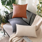 MIULEE Pack of 2 Decorative Outdoor Solid Waterproof Throw Pillow Covers Euro Sham Faux Linen Garden Farmhouse Cushion Cases for Summer Patio Tent Balcony Couch Sofa 22x22 Inch Rust