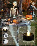 Black Candles, 24 Pack Tea Lights Candles Battery Operated, LED Tealight Candle, Flameless Votive Candle for Fall Holiday Decor, Theme Party -1.4" D X 1.3" H
