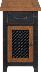 Martin Svensson Home Solid Wood Black and Honey Rustic Chairside End Table with Power and Storage