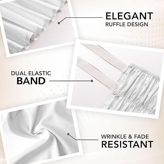 Utopia Bedding Twin Elastic Bed Ruffle - Easy Wrap Around Ruffle - Microfiber Bed Skirt with Adjustable Elastic Belt 16 Inch Tailored Drop - Hotel Quality Bedskirt, Fade Resistant (Twin, White)
