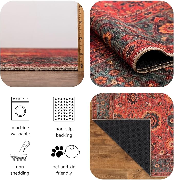 Keen Home Design 2x3 Rug - Machine Washable Entry Rug with Non-Slip Backing, Ideal for Enteryway, Kitchen, Bathroom, Laundry Room - Vintage, Easy Clean, Durable, Low Pile Rug - (2' x 3')