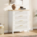 IDEALHOUSE Fluted 4 Drawers Dresser for Bedroom, 35.4" Tall Chest of Dressers for Closet, 4 Fluted Drawers with Metal Handle, Clothes Storage Cabinet for Bedroom, Nursery, Living Room, White