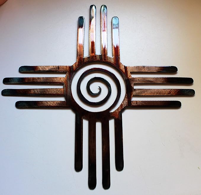 HGartworks Southwestern Zia with Spiral Swirl Center Metal Wall Art Décor 14" 18", 20", 24" 30" or 44" (14")