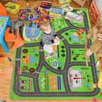 Kids Car Playmat 78.7"X 59", Kids Rug for Playroom Car Mat Town City Road Traffic Rugs, Play Mat for Floor, Extra Large Boys Kid Car Track Play Rug (Style Three, 78.7X 59 INCH)