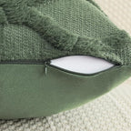 decorUhome Spring Throw Pillow Covers 18x18 Inch Set of 2, Soft Plush Faux Fur Wool Olive Green Couch Pillow Covers, Decorative Neutral Pillow Cases for Bed Sofa Living Room Home Decor