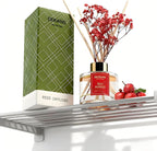 Reed Diffuser Set - 3.38 fl oz Red Berries Premium Scented Oil with Preserved Baby's Breath & Cotton 6 Sticks | Long-Lasting Aromatherapy for Home, Bedroom, Bathroom, Office Home Decor
