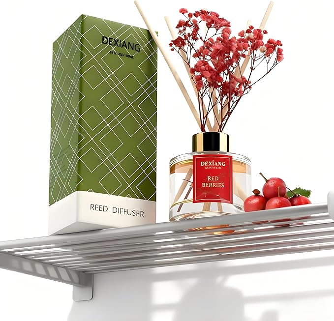 Reed Diffuser Set - 3.38 fl oz Red Berries Premium Scented Oil with Preserved Baby's Breath & Cotton 6 Sticks | Long-Lasting Aromatherapy for Home, Bedroom, Bathroom, Office Home Decor