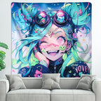 HOUHUANG Anime Fluorescent Tapestry - 59x59 Inches Large Wall Hanging for Room Decoration, Glow-in-the-Dark Trippy Boho Style with Blacklight Effects, Perfect for Bedroom and Custom Tapestry Lovers (The Winning Girl)
