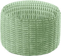 HOMBYS Unstuffed Ottoman Pouf Cover,Round Faux Fur Foot Stool, Fuzzy Chair, Floor Bean Bag(No Filler),Foot Rest with Storage for Living Room, Bedroom, Office, Striped Tufted (Sage Green)
