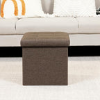 B FSOBEIIALEO Storage Ottoman Cube, Folding Footrest for Living Room Seat, 12.6"X12.6"X12.6" (Linen Brown)