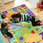 5x7 Kids Rug for Classroom & Playroom - ABC Alphabet Educational Area Rug with Animals Numbers & Shapes - Non-Slip Carpet Playmat for Nursery Preschool Elementary