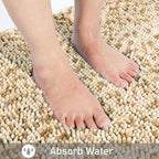 Yimobra Luxury Bathroom Rugs, 47x24, Extra Soft Chenille Mats for Bathroom Non Slip, Fluffy Long Matts for Tub, Plush Shaggy Carpet Runner, Water Absorbent, Machine Washable, Beige & Light Coffee