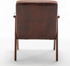 Accent Chair with Microfiber Upholstery and Solid Wood Frame, Classic Mid-Century Modern Living Room Furniture for Extra Seating, Light Brown
