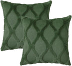 decorUhome Spring Throw Pillow Covers 16x16 Inch Set of 2, Soft Plush Faux Fur Wool Forest Elf Couch Pillow Covers, Decorative Neutral Pillow Cases for Bed Sofa Living Room Home Decor