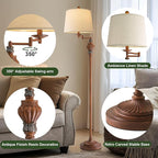 61" Vintage Floor Lamp with 350° Adjustable Swing Arm, Standing Lamp for Bedroom Living Room Bedside Tall lamp Nightstand Retro Farmhouse Mid Century Lamp Light Home Décor Office Gifts